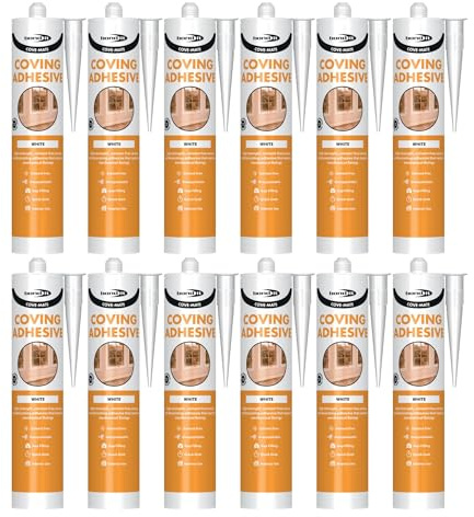 Bond It COVE-MATE Coving Adhesive – 12x White 285ml | Solvent-Free – High-Strength Gap-Filling Adhesive Sealant for Covings – Skirting Boards – Dado Rails | Premium Sealer Over-Paintable – Quick Grab