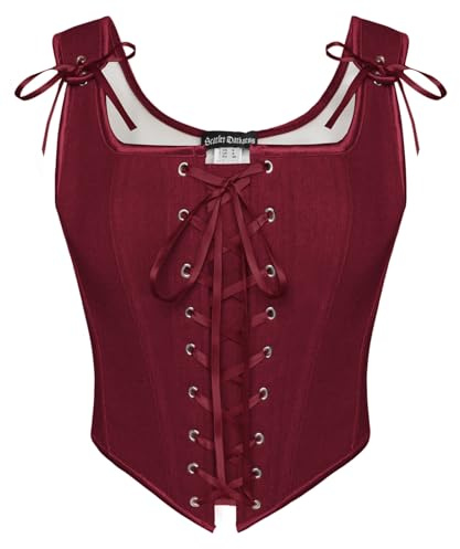 SCARLET DARKNESS Women Renaissance Corset Top Vintage Lace Up Medival Peasant Vest for Corset Dress