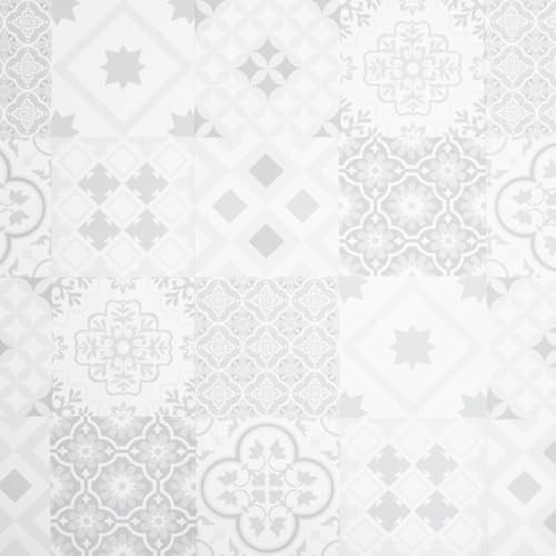 Underfoot Victorian Style Mosaic Tile Effect Laminate Flooring Pack Vintage Click Fit Laminate Floor Planks - 2.92m² Coverage Per Pack (Grey/White)