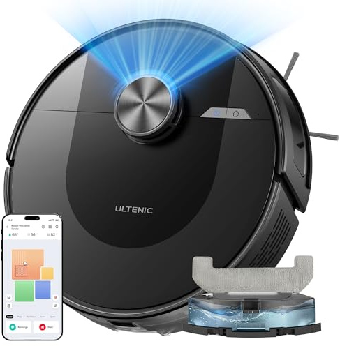 Ultenic Robot Vacuum Cleaner with Mop 8000Pa/200Mins, Precision LiDAR Navigation, 3 in 1 Sweep & Mop Robot,5 Maps, No-go Zone, App Control for All Floor, Carpet & Pet Hair
