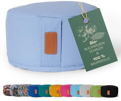 #DoYourYoga Coussin de Yoga »Vishnu« - Idéal pour Yoga, pilâtes et méditations prolongées - Housse retirable & Lavable - Dimension : H 15 cm, D env. 30 cm - Lilas - Cosses de Sarrasin