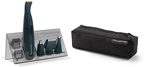 Rowenta TN3651 Nomad Mini Grooming Kit Easy Regolabarba, Pettini di Precisione da 3 mm e 6 mm, Impermeabile, Fino a 3 ore di Utilizzo, Accessorio Lama Rotante e Microlama di Precisione, Nero