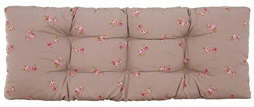 PATIO Sitzkissen Dafni 1 Stück 120 x 40 x 12 cm Palettenkissen Sitzauflage Bankauflage Polster für Palettenmöbel Bänke Palettenpolster Pflanzenmuster hellgrau/beige rosa grün