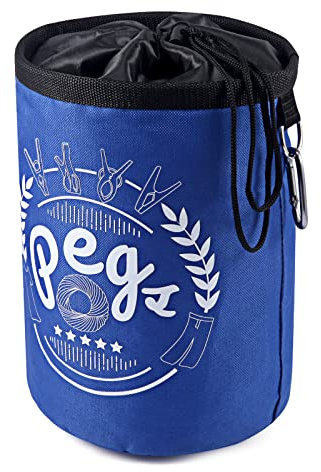 Bepilesto Bolsa de pinzas grande impermeable con cordón, clips para colgar, gancho para colgar para uso en exteriores, Blue, Bolsa para clavijas