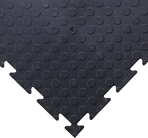BiGDUG Essentials Interlocking Garage Floor Tile Set - 600 x 600 cm - Studded Rubber Floor Tile - Black