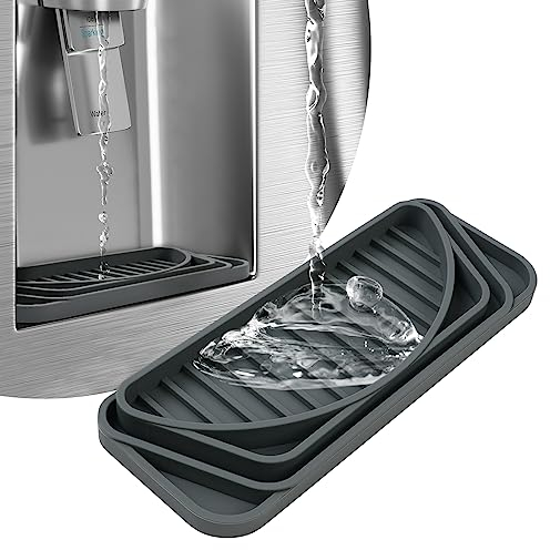 Aolso Kühlschrank-Tropfschale, Frige Wassertropfpfanne zu schneidbar, Silikon Frige Wassertropfpfanne für Wasserspender, Kühlschrank, Kühlschrankzubehör für Whirlpool, GE, Samsung (grau)