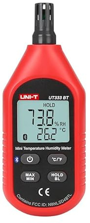 UNI-T Mini Temperature Humidity Meter LCD Digital Air Temperature Thermometer Hygrometer Gauge Tester MAX/MIN Mode(UT333BT)