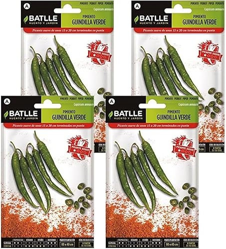 Pack 4 Semillas de pimiento guindilla verde Semillas Batlle