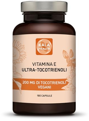Kala Health Ultra Tocotrienol 200mg Vitamina E Vegana - Tutti e 4 i Tocotrienoli - Alfa Tocotrienolo + Beta Tocotrienolo + Gamma Tocotrienolo + Delta Tocotrienolo - Senza Tocoferoli (180)