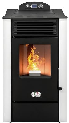 STUFE A PELLET ITALIA Alaska 9 KW WiFi 5 Stelle | Stufa ad Aria Ventilata Efficienza 92% Scalda 80m² Autonomia 20H Certificata 5 Stelle Controllo WiFi Programmabile 5 Potenze Garanzia 24 Mesi Bianco