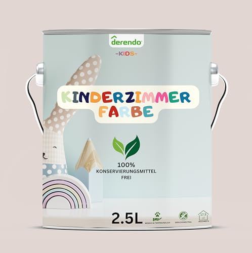derendo Kinderzimmer Wandfarbe Einhorn Rosa 2,5L - umweltfreundlich, geruchsneutral & schadstofffrei, hohe Deckkraft für strahlende Wände