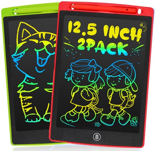 LCD Schreibtafel Spielzeug für Kinder 12.5 Zoll, 2-Pack Maltafel Bunte Kritzeleien, Geschenke für 3-8 Jährige Mädchen Jungen(Rot Grün)