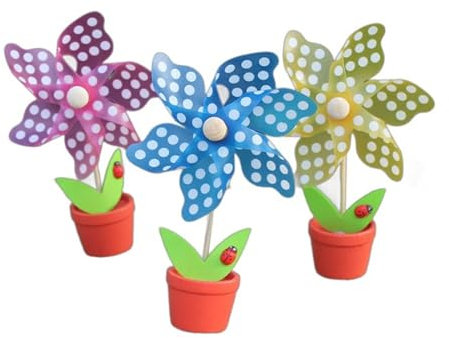 bnsggl 3 molinos de viento pequeños coloridos con macetas, adornos de escritorio, molinillos de jardín, césped, accesorios para fotos de niños