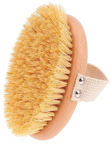 WOONEKY Cepillo De Baño De Masaje Cerdas Naturales Kit De Cepillos Para Baño Para Exfoliante Corporal Ducha o Spa Color Madera De Haya
