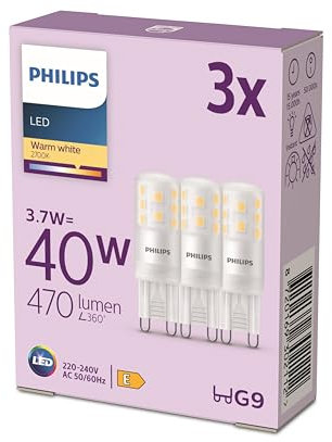 Philips LED Standard Brenner, Ersatz für 40W Halogen, G9 Sockel, warmweißes Licht 2700K, 3er Pack, neue Generation