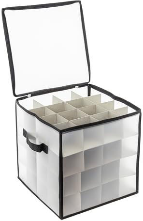 Spetebo Weihnachtskugel Organizer - 64 Fächer- Weihnachtsschmuck Aufbewahrung Sortier Box - Aufbewahrungsbox für Christbaumkugeln Weihnachtsschmuck Sortierbox Weichnachts Schmuck Kiste Christbaum
