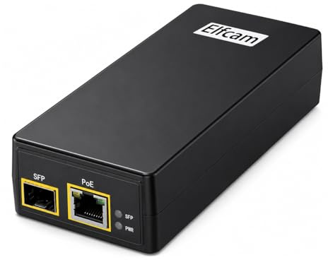 Elfcam® - PoE Fiberoptisk Switch med 2 SFP-portar 1,25 GB, Gigabit Ethernet PoE 10/100/1000Mbps, Ohanterad Plug and Play (1 PoE)