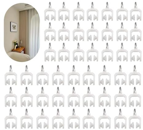 48PCS Plastic Twin-Wheeled Curtain Track Rail with Flexible Ceiling Hook Gliders - Shower Window Accessories 9mm Dia