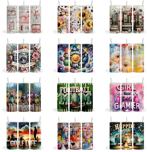 50 pc. Bundle Variety Pack, Tumbler Sublimation Wrap, Tumbler Transfer, Ready to Press Sublimation Transfer - 20 oz Straight Tumbler, Skinny Tumbler -RTP. 1307