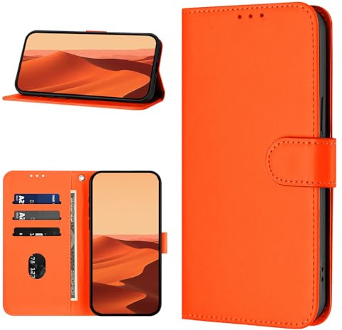 YIRRANZD Coque pour iPhone 12 / iPhone 12 Pro, Housse en Cuir PU Premium [Fentes pour Cartes] Etui à Rabat Pochette de Portefeuill, Antichoc Protection Case pour iPhone 12 / iPhone 12 Pro (Orange)