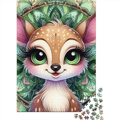 Deer Set De 1000 Pièces Papier Recyclé Mandala Cerf Puzzle Adulte Facile Ranger Loisirs Maison Casse-tête Engageant Heures Divertissement 38x26cm/1000pcs