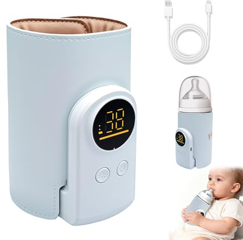 Calentador de biberones para bebé, Calienta Biberones portátil para Leche, Calentador de Botellas con Pantalla LED, 6 niveles temperatura ajustable, Calentador Biberones USB para Hogar, Coche, Viajes
