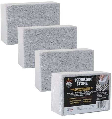 Better Grillin Scrubbin Stone Grill Cleaner-Scouring Brick/Barbecue Grill Brush/Barbecue Cleaner for BBQ, Griddle, 4pk