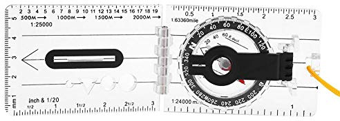 Mini bussola di base, mappa esterna in plastica leggera Accessorio strumento bussola mappatura righello trasparente sostituzione per campeggio, escursionismo, ciclismo, caccia.