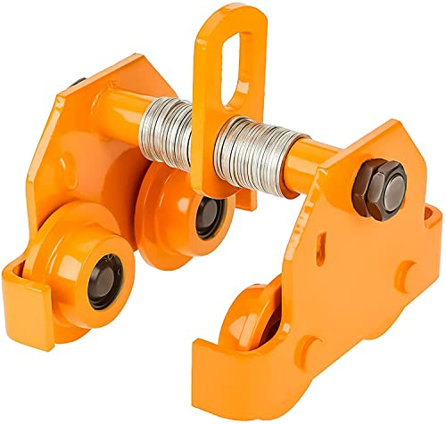 Carro de Vigas Capacidad 1T, Polipasto para Viga Ajustable Carro de Mano de Monorraíl de Acero Inoxidable, para Almacenes Garajes Vigas de Grúas 23 x 23,5 x 15,5 cm