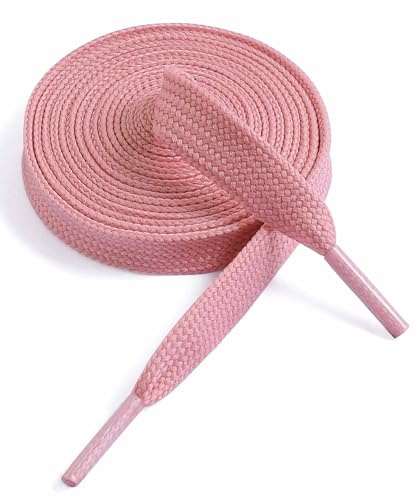 VSUDO 120 CM Feinmaschige Flache Zart Rosa Schnürsenkel für Sneaker, 8 mm Breite Sneaker Schnürsenkel, Flache Schuhbänder für Lauf- und Sportschuhe (1 Paar-Zartrosa-120 CM)