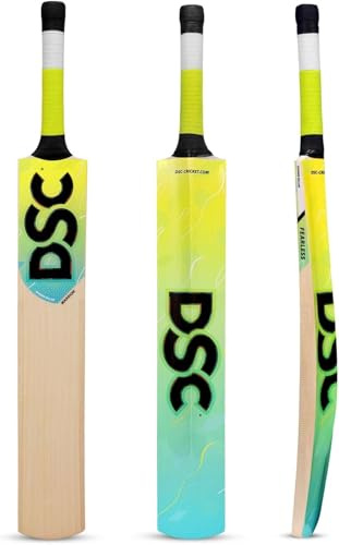 DSC Wildfire Warrior cricketslagträ för män och pojkar (beige, storlek -3) | Material: Kashmir Willow | Lätt | Gratis skydd | redo att spela | För mellanspelare | Perfekt för läderboll
