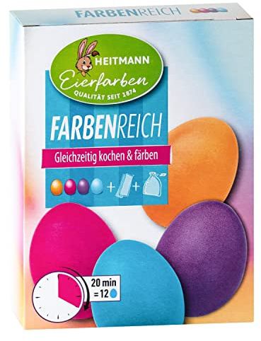 Heitmann Eierfarben - Colorido - 4 huevos líquidos de colores naranja/rosa/azul/morado