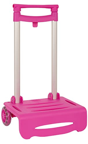SAFTA - Carro Portamochila Plegable, Modelo 105, Carro para Mochila Infantil, Mochila, Carro Plegable, de Polipropileno y Aluminio, Fabricado en España, 29x21x83 cm, Color Fucsia