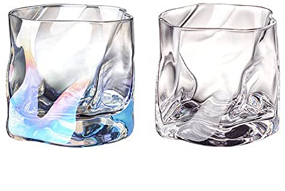 Glaskoppar/Glastumlare 2 st Hushållsdryckglasögon Frostat förvrängd glas Vattenkopp Enkel Nordisk Tea Cup Cocktail Cup Vattenkupa Dricksglas (Color : A)