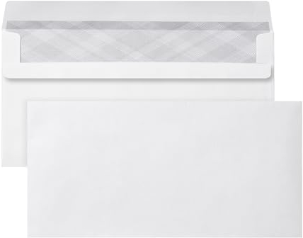 DIN lang Briefumschläge (110 Stück), Selbstklebende Briefumschläge ohne Fenster, weiße Briefumschläge mit Grauem Sichtschutzdruck innen, 110 x 220 mm, 80 g/m²