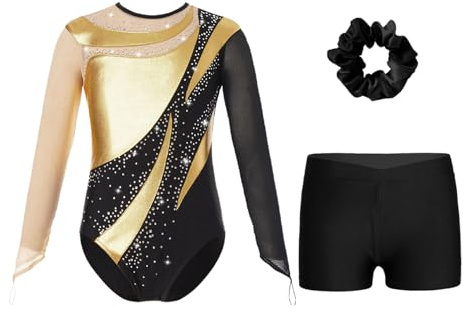 ranrann Barn flicka trikåer och shorts set gymnastik dans konståkning outfit show 5–16 år, 5-6 �r
