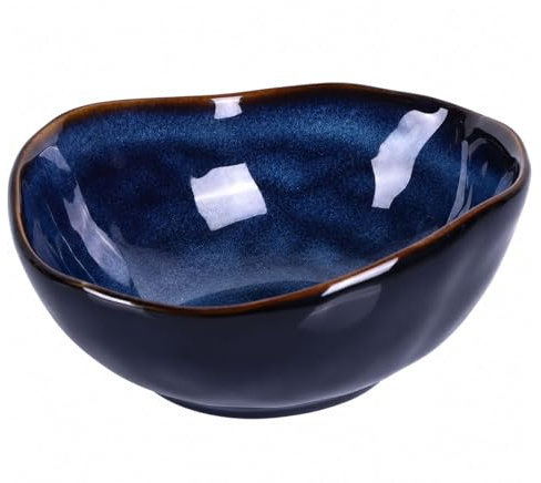 QIANLING Cuenco Decorativo de Cerámica Azul, Cuenco para Llaves en la Mesa de Entrada, Plato para Dulces, Cuenco para Ensalada, Plato Pequeño para Joyas, Centro de Mesa, Decoración de Sala de Estar