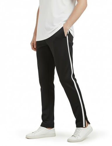 Zylioo Tall/extra stora joggingbyxor herr, extra långa sportbyxor sweatbyxor, plus storlek träningsbyxor sweatpants löparbyxor joggingbyxor, Svarta sidoränder, 3XL Extra Tall