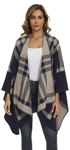 Cape, Écharpe d'hiver, Châle, Couverture, Cape Tricotée pour Femme, Couverture, Cardigan avec Boutons