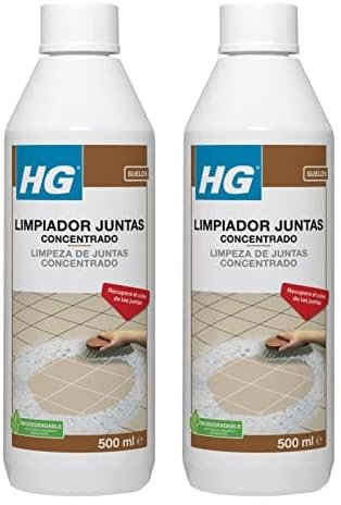 HG Limpiador de Juntas Concentrado para Paredes y Suelos, Elimina las Manchas Amarillas y Marrones de los Azulejos de Cocinas y Baños - 500ml (Paquete de 2)