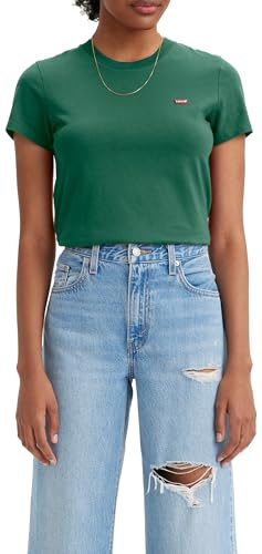 Levi's Maglietta da Donna The Perfect Tee con Logo a Righe, Verde bistrot, XS