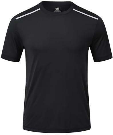 Huayuzh UV Shirt Herren Rashguard T-Shirt Schwimm Shirt UPF 50+ Schnelltrocknend Leicht Atmungsaktiv Surfen Wandern Top Schwarz 3XL