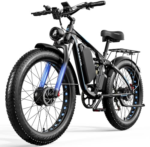 Pudari EB7Pro Vélo électrique pour adulte Double moteur 52 V 23 Ah Batterie Li-Ion Freins à disque hydrauliques 66 pouces Fat Tire VTT électrique tout terrain