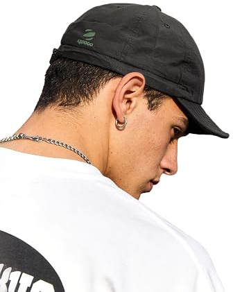 Clakllie Cotton Men's Short Brim Cap Low Profile Baseball Cap Adjustable Dad Hat Flat Peak Caps Running Hat,CRGD25-Black