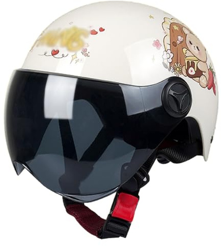 Barns Öppen Motorcykelhjälm, Barnmotorcykelhjälm Med Solskydd, Scooterhjälm För 3-12 År Pojkar Och Flickor, Jethjälm ECE 22.06 Godkänd C,48-54cm