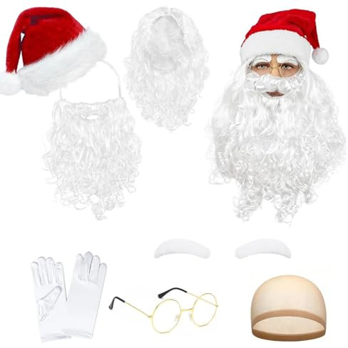 Asukohu Costume traditionnel Père Noël à barbe 7 pour les fêtes Costume de jeu de rôle pour adultes enfants famille