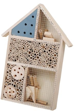KESOTO Nido per in Legno, casa per Coccinelle, rifugio in Legno Decorativo per Farfalle, Alveare per, per Recinzione, Giardino, Albero, Blu, 25x4x35cm