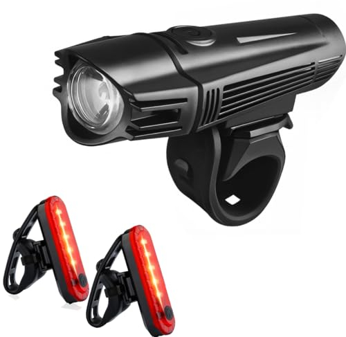 2PCS Luz Bicicleta Trasera,Luces Bicicleta Delantera y Trasera Recargable USB,2200mAh Super Brillante LED Luz Bicicleta Delantera, Impermeable LED Luces Seguridad para Ciclismo de Montaña y Carretera