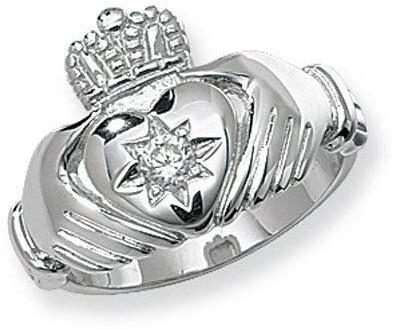 London Jewellery Quarter Men's Claddagh Ring Gents Solid Sterling Silver Engagement - Size: W