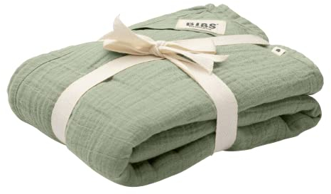 Bibs Muslin Swaddle Pucktücher, Wickeltuch, Decke für Neugeborene, Tragetuch, 100% Bio-Baumwolle, 120x120 cm, Sage